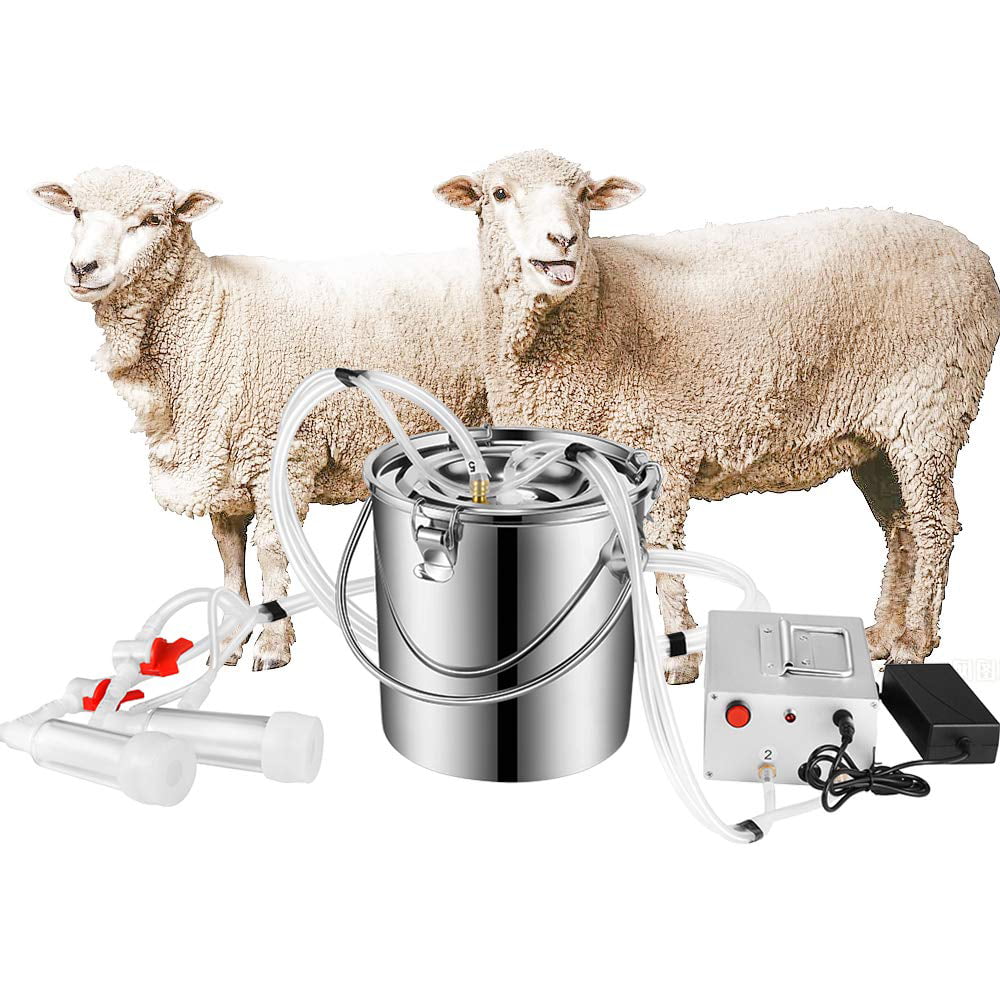 7L Portable Electric Milking Machine Vacuum Pump Milker For Farm Cow Sheep Goat 