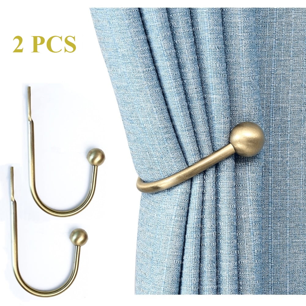 2x Curtain Hold Back Metal Tie Backs Arm Hook Loop Holder U Shape Vintage 
