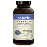 NatureWise Organic Flaxseed Oil 1242mg 720mg ALA Highest Potency Flax Oil Omega 3 for Cardiovascular Cognitive Immune Support Healthy Hair Skin & Nails Non-GMO 240 Softgels