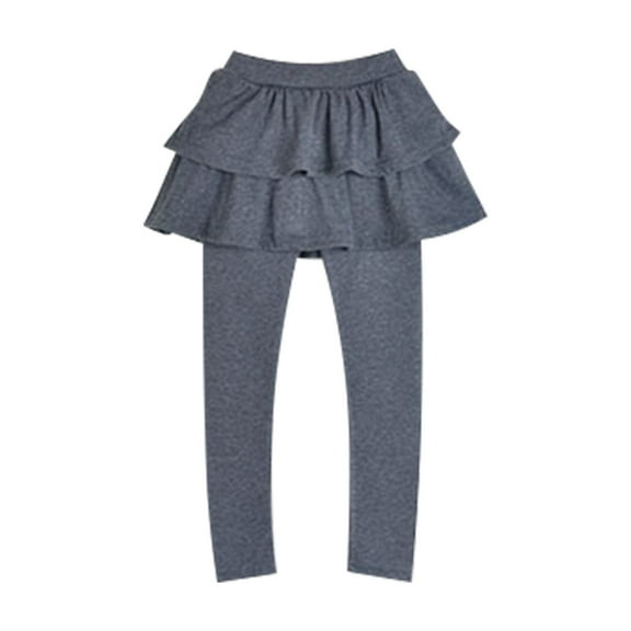 Otqutp Breathable Trousers for Children Girls Leggings Tutu Skirt Pants Kids Cotton Footless Tights 2 to 12 Years Solid Casual Pants