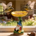 thumbnail image 5 of The Growing Ground Daisy Gnome Bird Feeder, Resin Garden Statue with Flower Bowl for Outdoor Patio Decor, Yellow, 5 of 9
