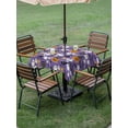 thumbnail image 5 of Halloween Outdoor Tablecloth with Umbrella Hole, Orange Pumpkin Funny Ghost Black Cat Purple Spillproof Waterproof Outdoor Table Cover, Patio Tablecloths for Party/Garden/Picnic, Square 60"x60", 5 of 9
