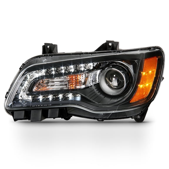 AKKON - For 2011-2014 Chrysler 300 Angel Eye Halogen Type Projector Black Headlights Housing - Driver Left Side