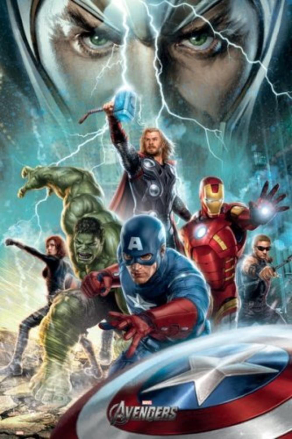 1 X The Avengers Movie Poster Power Iron Man Captain America Thor Hulk Hawk Black Widow Loki Size 24 X 36 By Poster Stop Online Usa Walmart Com Walmart Com