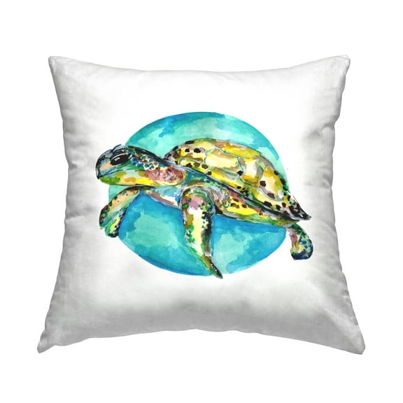 Stupell Industries Turquoise Sea Life Turtle Printed Throw Pillow Design by Sebastian Grafmann