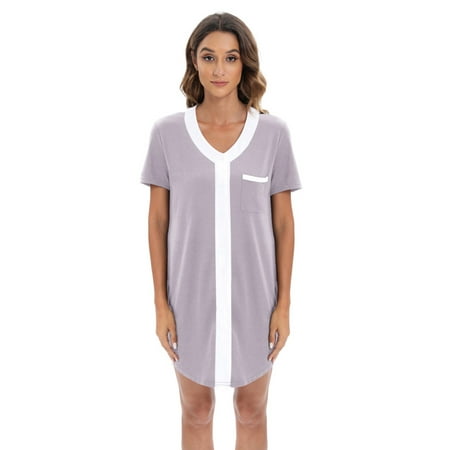 

Newway Womens Maternity Nursing Nightgown Short Sleeve V-Neck Breastfeeding Sleep Dress Labor/Delivery Hospital Gown