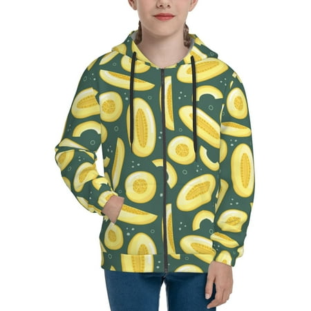 

Hoodies for Women Cute Crisp Cantaloupe Long Sleeve Sweatshirt Drawstring Zip Up Hoodie with Pockets Teen Girl Clothes