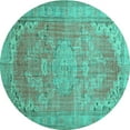 thumbnail image 1 of Ahgly Company Machine Washable Indoor Round Persian Turquoise Blue Traditional Area Rugs, 7' Round, 1 of 4