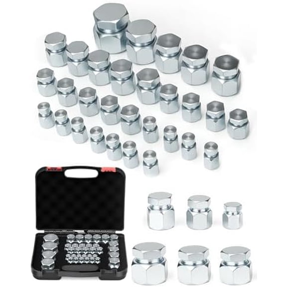 JIC Plug and Cap Kit, 72Pcs 37 degree Flare thread cap & plug assortment set, Hydraulic hose tube and pipe fittings set end protection for industrial equipment repair, size 4 6 8 10 12 16