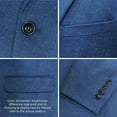 thumbnail image 3 of i.Finelong Men's Blue Linen-Blend Slim-Fit 2-Piece Suit Set - Breathable Professional Business Interview Formal Outfit (Jacket & Pants), 3 of 7