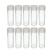 (10) Edgar Marcus Brand Round Clear Plastic (Nickel) Size Coin Storage Tube Holders with Screw on Lid