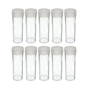 (10) Edgar Marcus Brand Round Clear Plastic (Nickel) Size Coin Storage Tube Holders with Screw on Lid