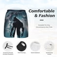 thumbnail image 3 of Balery Moon Wolf Warrior Bañador para hombre, shorts de playa de secado rápido con entrepierna y forro de compresión-XX-Large, 3 of 6