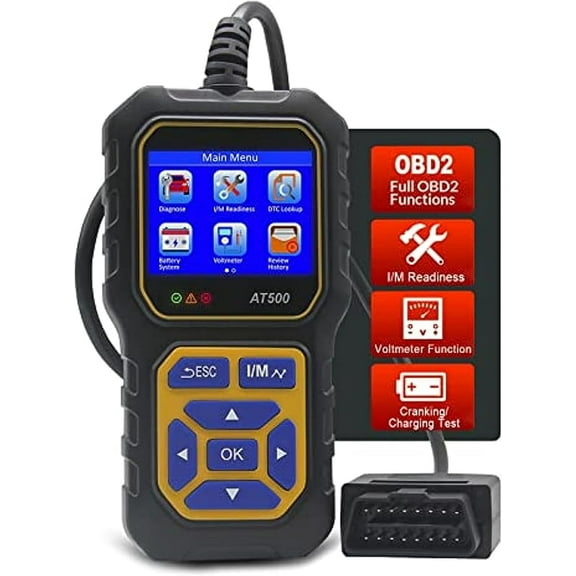 Woudy 2.4" OBDII Car Diagnostic Scanner, Universal OBD2 Automotive Code Reader, Check Engine Light Scan Tool, Car Diagnostic Tool, Black, AT500