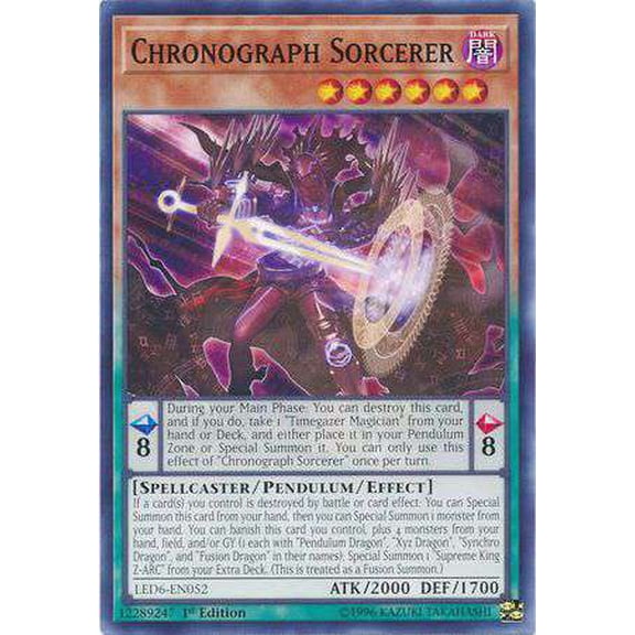 Collectible YuGiOh Legendary Duelists: Magical Hero Common Chronograph Sorcerer LED6-EN052