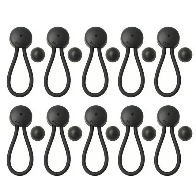 Cordón elástico mejorado y cierre Stayput, cordón elástico de seguridad antideslizante, paquete de 10, adecuado para barcos de lona, color negro