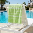 thumbnail image 5 of Unique Bargains Stripe Turkish Quick Dry Sand Free Beach Towel Light Green 71" x 35", 5 of 7
