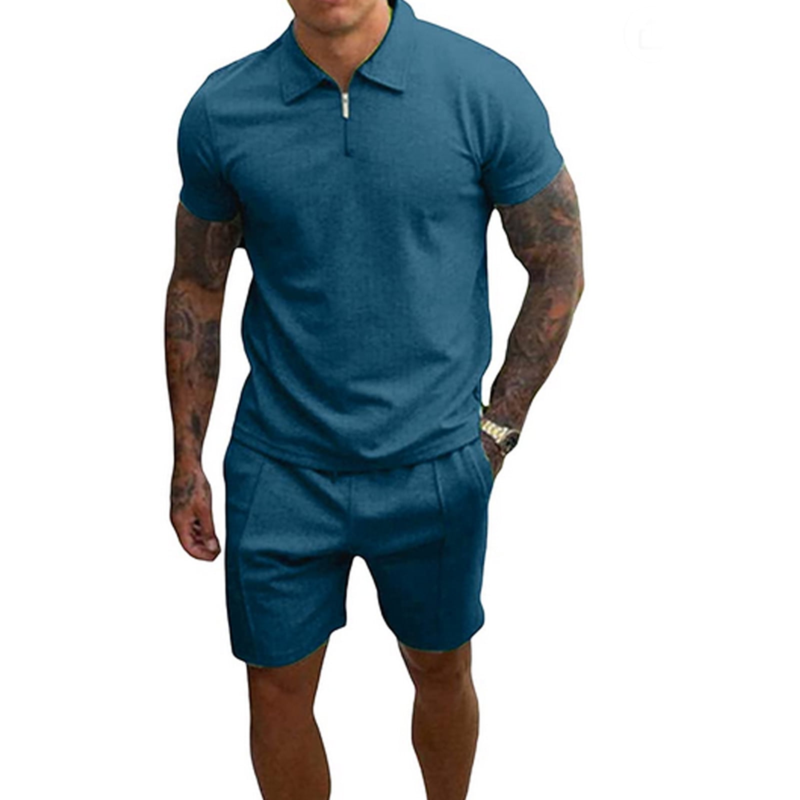 Men Summer Sports Suit Outfits 2 Piece Tracksuit Short Sleeve T Shirts and Shorts Stylish Casual Sweatsuit Set