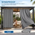 thumbnail image 5 of DONGPAI 100% Blackout Outdoor Curtains for Patio Waterproof Windproof, Linen Textured Outside Curtain with Top Grommet & Bottom Back Tab for Gazebo Porch Pergola, 100" x 96", Gray, 1 Panel, 5 of 8