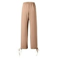 thumbnail image 4 of Women Casual Pants Solid Color Pocket Elastic Waist Drawstring Loose Comfortable Daily Wear, 4 of 4