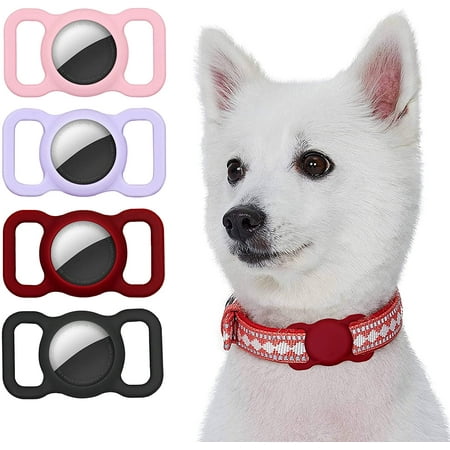 AirTag Dog Collar Holder Case [4 Pack] Soft Silicone Case Compatible with Apple AirTags Holder for Dog Cat Pet Collar and Children/Elderly Bags - Gray