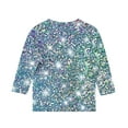 thumbnail image 4 of GA WEIHUA Kids Summer Tunic Tops Night Sparkly Glitter Printed T Shirts Loose Soft 3/4 SleeveTees Blouses Cute Crewneck Dressy Casual Shirts(Silver,7 Years), 4 of 4