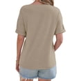 thumbnail image 5 of Short Sleeve Summer V Neck Women Solid Casual Tee Shirt with Pocket, 5 of 6
