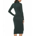 thumbnail image 5 of Wyobmus Women Casual Long Sleeve Midi Dress Solid Color Turtleneck Bodycon Long Dress Fall Winter Thickened Wrapped Dress D-Green, 5 of 5