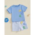 thumbnail image 4 of BemeyourBBs Toddler Boys Summer Outfits Fish Embroidery T-Shirts Shorts Set, 4 of 9