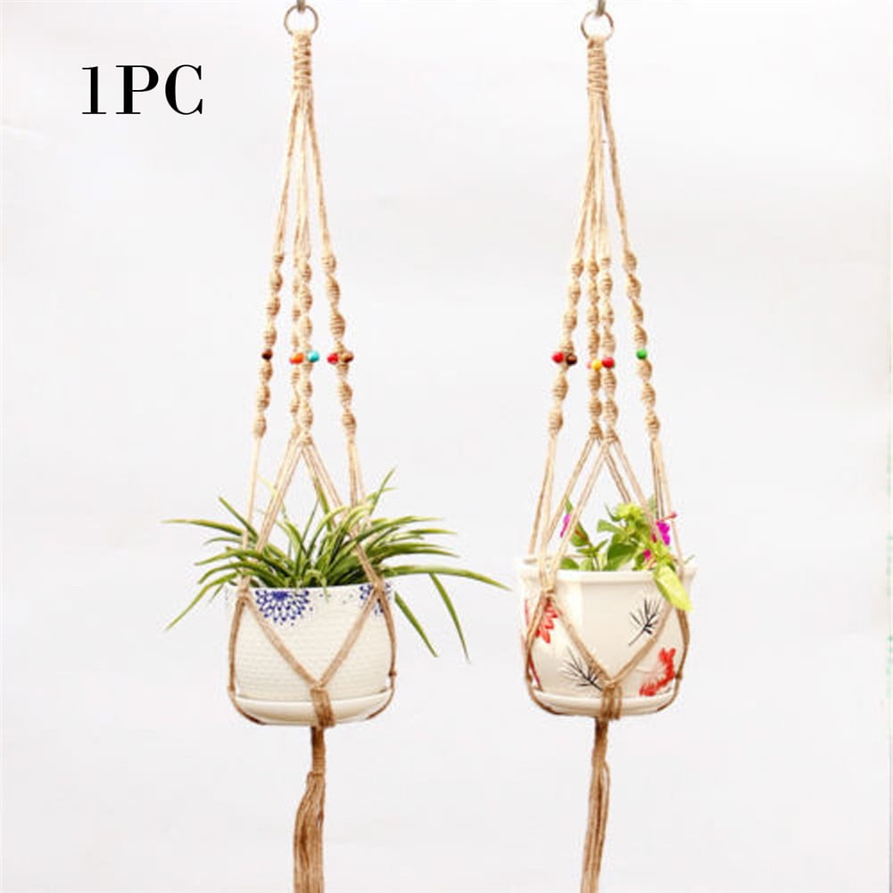 Macrame Plant Flower Pot Holder Hanger Hanging Planter Basket Hemp Rope Braided 