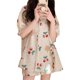 thumbnail image 1 of Conjunto de pijamas de manga corta para mujer, holgado, elegante, con estampado, manga abombada, Top con botones, pantalones cortos, ropa de dormir, 1 of 8