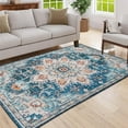 thumbnail image 3 of Yoneston 8' x 10' Vintage Bohemia Area Rug Machine Washable Bedroom Rug Soft Non-Slip with Printed Kitchen Mat for Living Room Playroom Dining Room Decoration, Sky Blue, 3 of 5