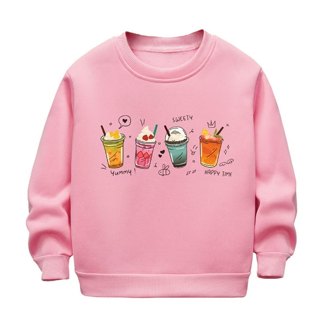 GDREDA Chandails à Capuchon et Chandails en Molleton pour Filles Enfants Chauds Décontractés Imprimé Citrouille Halloween Manches Longues Col Rond Épais Vêtements pour Automne et Hiver Rose, 11-12 Ans