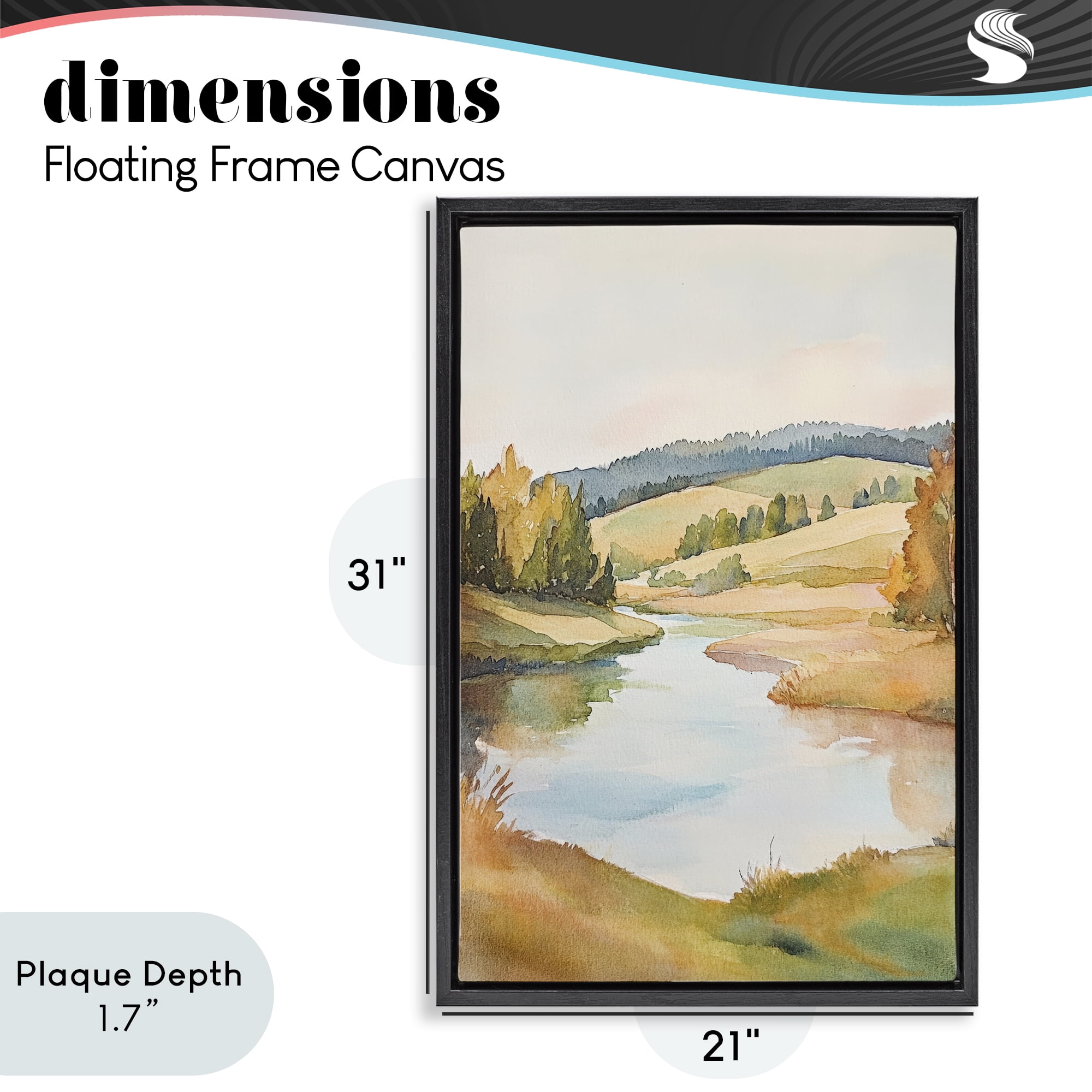Stupell Industries Serene Watercolor Lake Escape Black Framed Floater Canvas Wall Art, design by Petal Prints Design