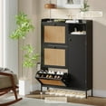 thumbnail image 3 of Bingirl 3 Tier Shoe Cabinet with Natural Rattan Flip Drawers for Entryway, Free Standing Shoe Storage Organizer with Adjustable Shelves, Narrow Shoe Rack, 3 of 8