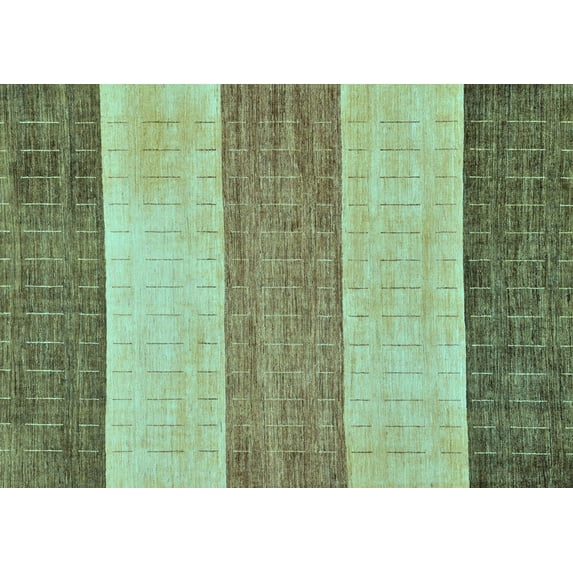 Ahgly Company Indoor Rectangle Abstract Light Blue Modern Area Rugs, 2' x 5'