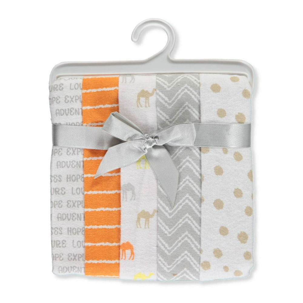 luvable friends baby boy and girl flannel receiving blanket, 5 pack