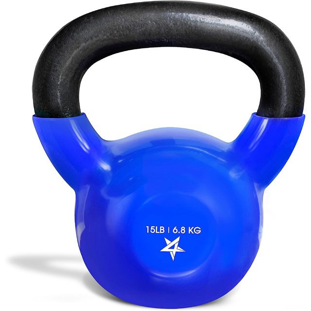 Kettlebell Yes4All de hierro fundido recubierto de vinilo de 6,8 kg