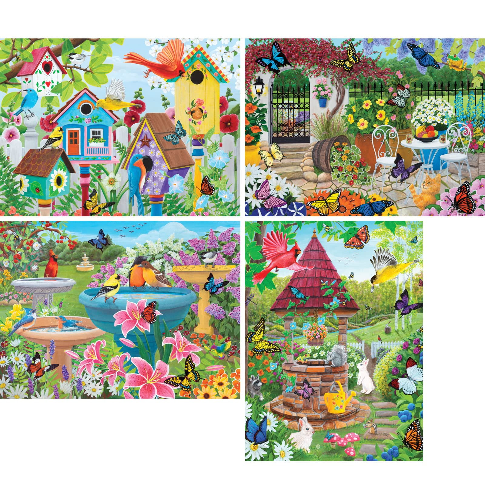 Bits and Pieces 4-in-1 500-Piece Garden Jigsaw Puzzle Set