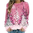 thumbnail image 4 of Women’s Merry Christmas Crewneck Sweatshirt Funny Xmas Tree Graphic Long Sleeve Pullover Holiday Party Top Festive Dressy Casual Blouse,Multicolor,M, 4 of 5