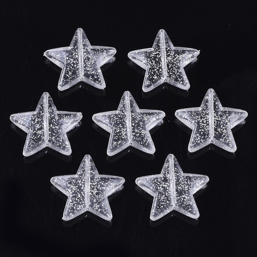 Transparent Acrylic Beads Glitter Beads Star Clear 21x22x5mm Hole: 1.2mm about 469pcs/500g