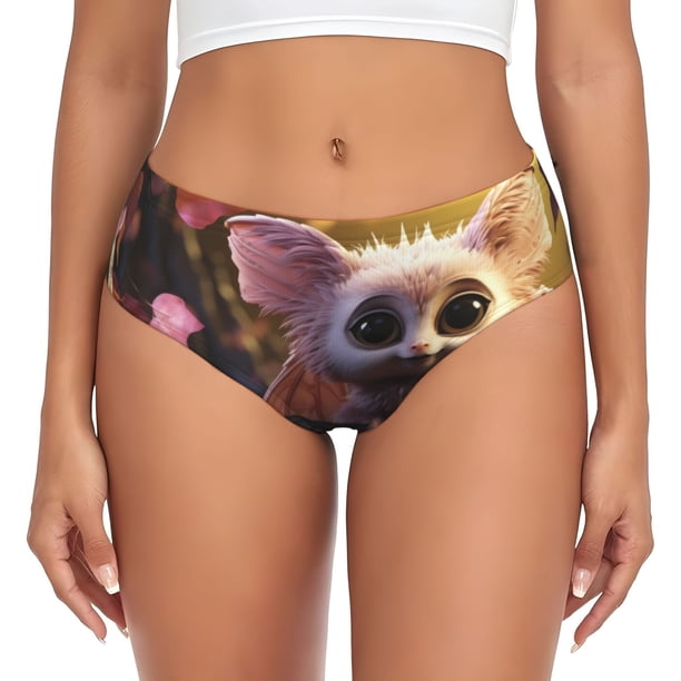 Balery Adorable Fluffy Bat Ropa Interior de Algodón para Mujer con Dibujo – Braguitas Cómodas y Elásticas, Estilo Clásico-X-Large