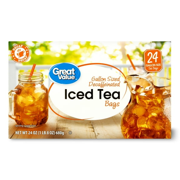 Great Value Gallon Sized Decaffeinated Iced Tea Bags, 24 oz, 24 Count