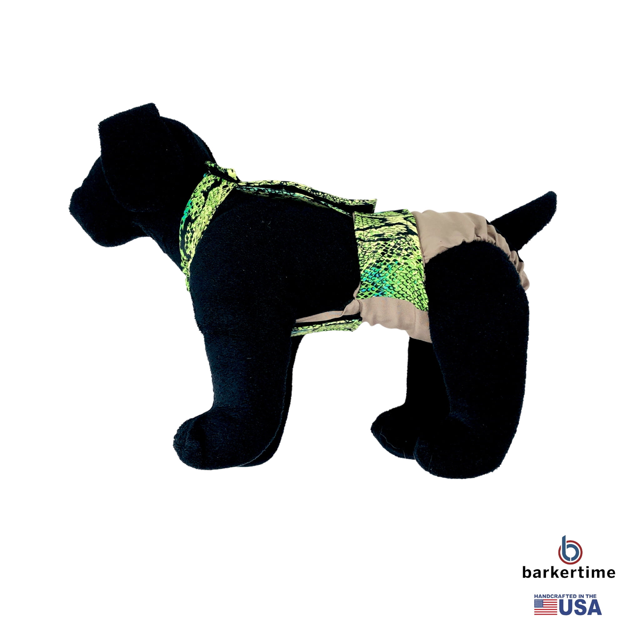 Barkertime Rainforest Python on Brown Dog Diaper Overall