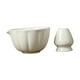 thumbnail image 3 of Cuenco de cerámica para matcha, recipiente de porcelana con pico vertedor, matcha hecho a mano blanco con soporte, 3 of 9