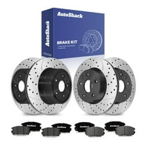 AutoShack Front & Rear Drilled & Slotted Brake Rotors Ceramic Brake Pads | Replacement for 2010-2017 Chevrolet Equinox 2010-2017 GMC Terrain V6 AWD FWD | E-Coated | 12-PC Brake Kit | ShadowGuard