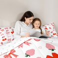 thumbnail image 5 of Feelyou Princess Pink Bowknot Bedding Comforter Set, Cartoon Strawberry Twin Comforter Sets, Kawaii Love Heart Reversible Bedding Set, Super Cozy Room Decor, 2 Pieces, 5 of 8