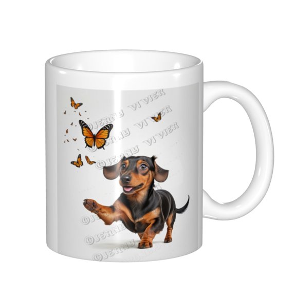 Dachshund Dog 11 Ounces Ceramic Mug Cup, Dog Coffee Tea Mug Cup, Home Dorm Office Decor, Gifts for Dog Lovers Girls Teens Students