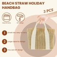 thumbnail image 2 of 3Pcs Burlap Tote Bags with Handles, Straw Beach Bags for Women, Bridesmaid Proposal Bags & Wedding Welcome Gifts, 13" Waterproof Woven Handbags, 2 of 12