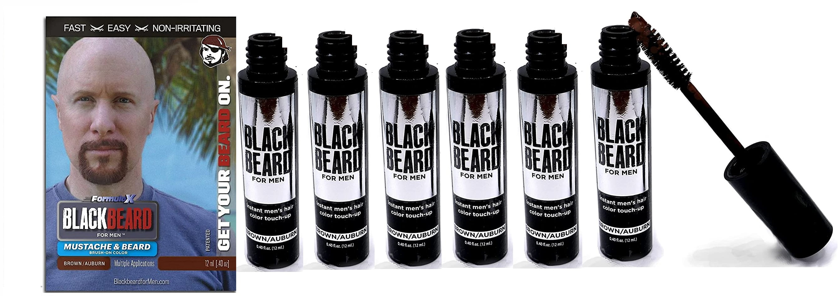 Blackbeard For Men – Colorant Temporaire Pour Barbe Et Sourcils (Brun/Auburn) – 3 Applications – Sans Ammoniaque